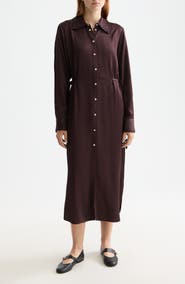 Scotch & Soda Long Sleeve Tie Waist Midi Shirtdress
