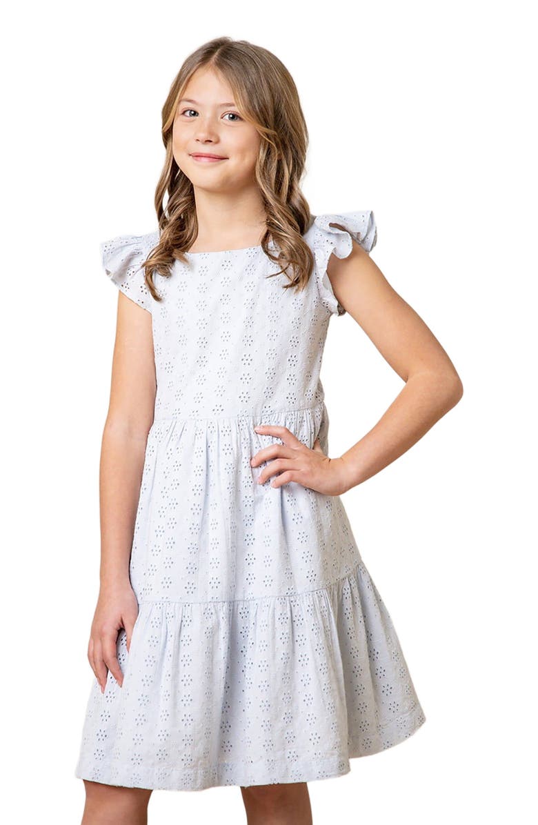 Hope & Henry Girls' Organic Tiered Eyelet Dress, Toddler, Main, color, 