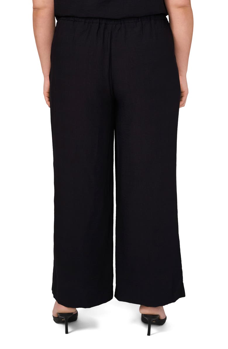 Vince Camuto Lattice Inset High Waist Wide Leg Pants, Alternate, color, Rich Black