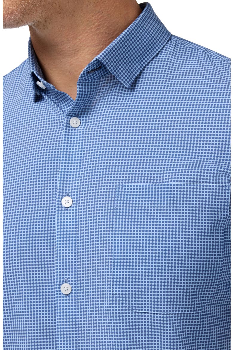 Leeward Trim Fit Short Sleeve Performance Button-Up Shirt, Alternate, color, CLOUD BLUE TONAL CIRCLE PRINT