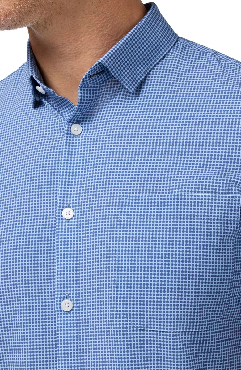 Mizzen+Main Leeward Trim Fit Short Sleeve Performance Button-Up Shirt, Alternate, color, Cloud Blue Tonal Circle Print