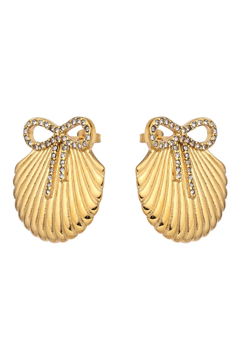 Eliana Shell Bow Earrings, Alternate, color, GOLD