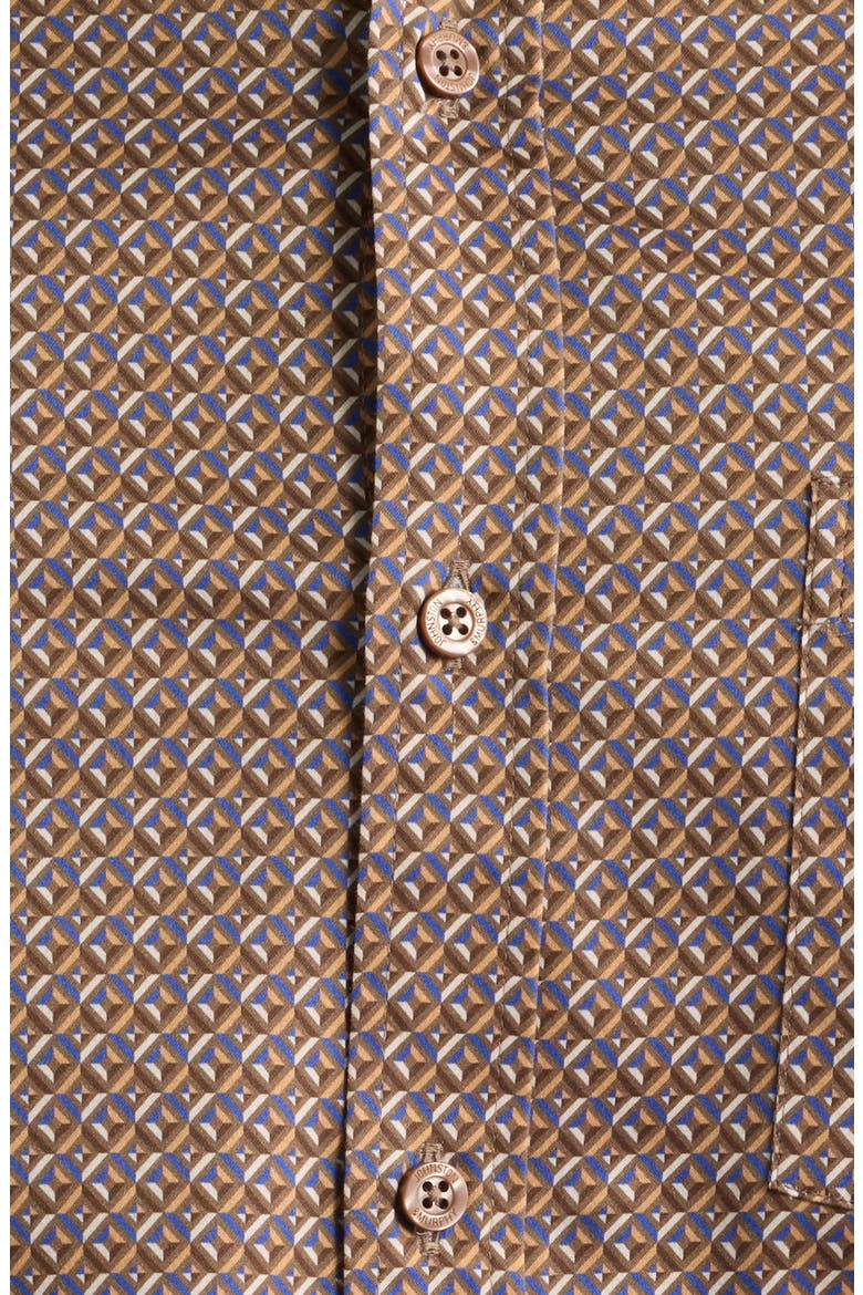 Logan Print Button-Up Shirt, Alternate, color, BROWN / NAVY MULTI DIAMOND