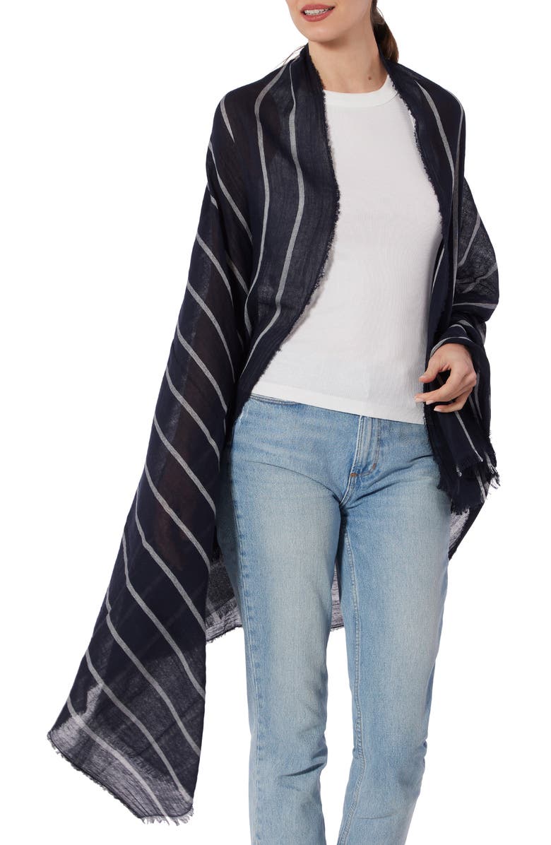 Vince Stripe Cotton Gauze Scarf, Main, color, 