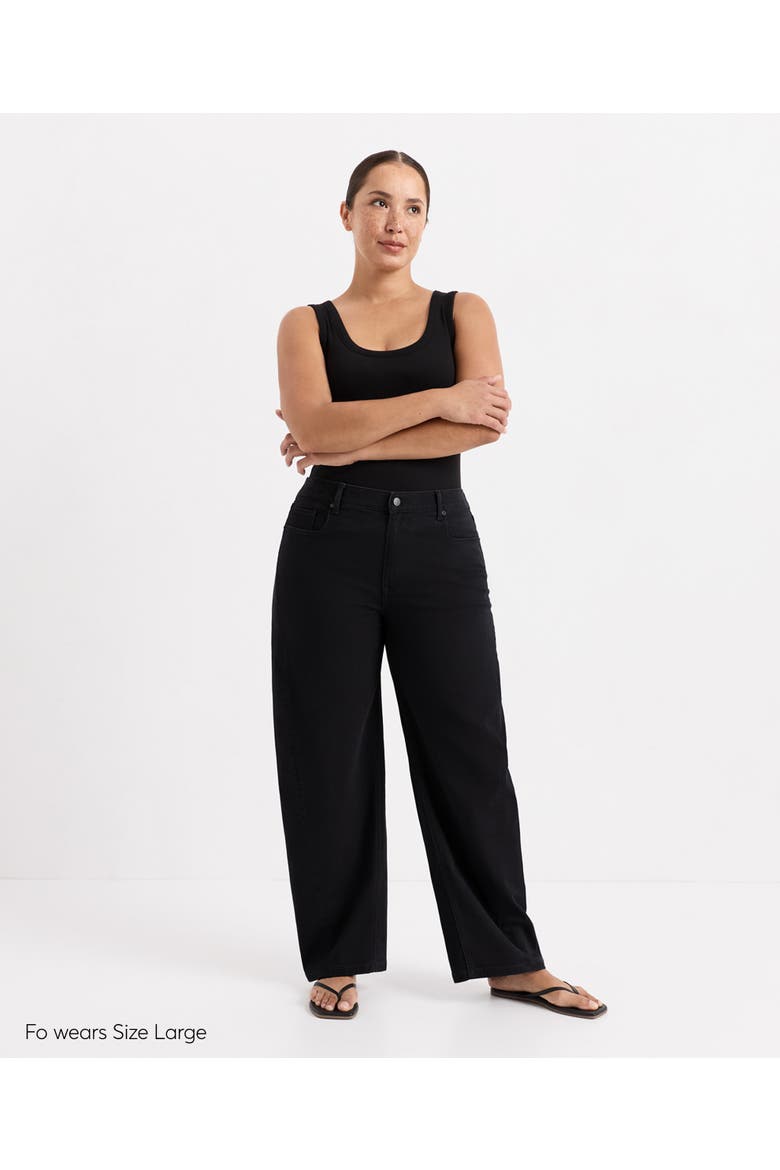 Organic Cotton All-Day Twill Barrel Pant, Alternate, color, Black