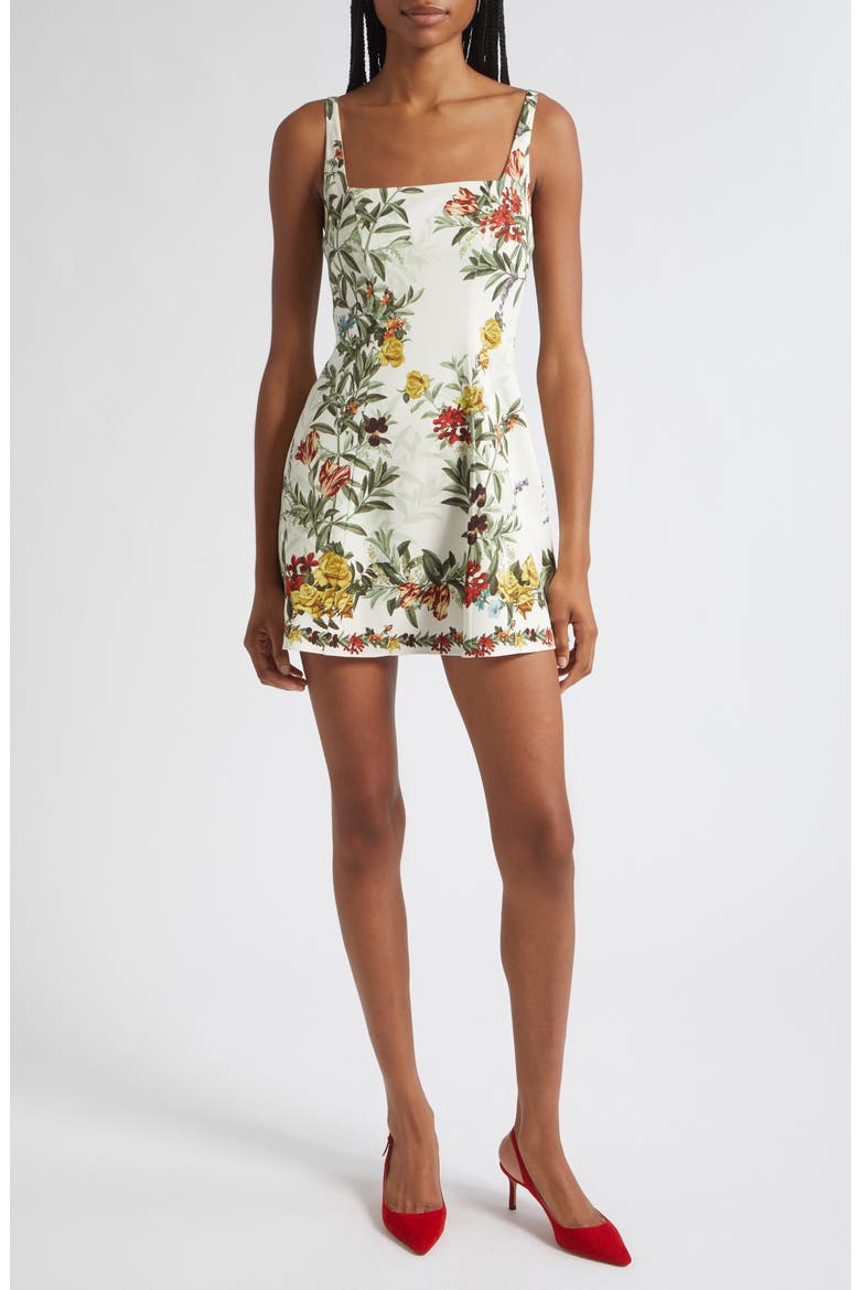 Julia Floral Print Sleeveless Minidress, Main, color, DESERT SPRIGS VANILLA