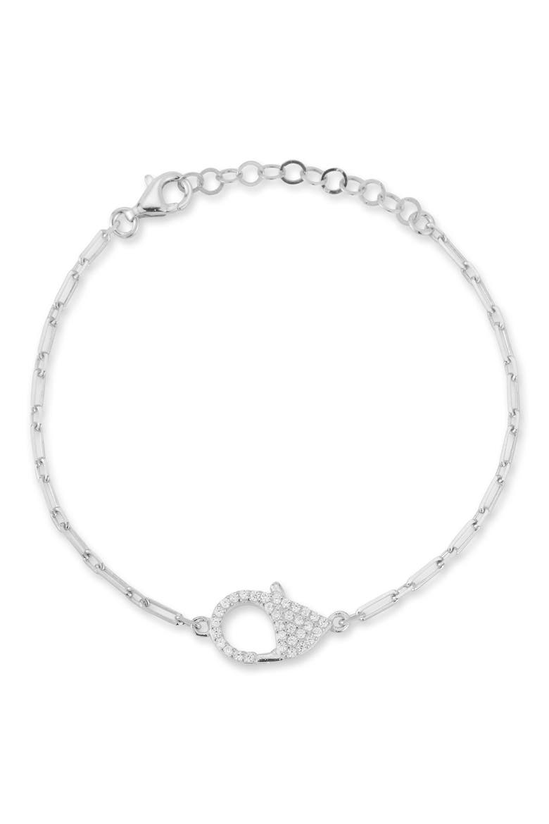 Pavé Cubic Zirconia Clasp Chain Bracelet, Main, color, SILVER
