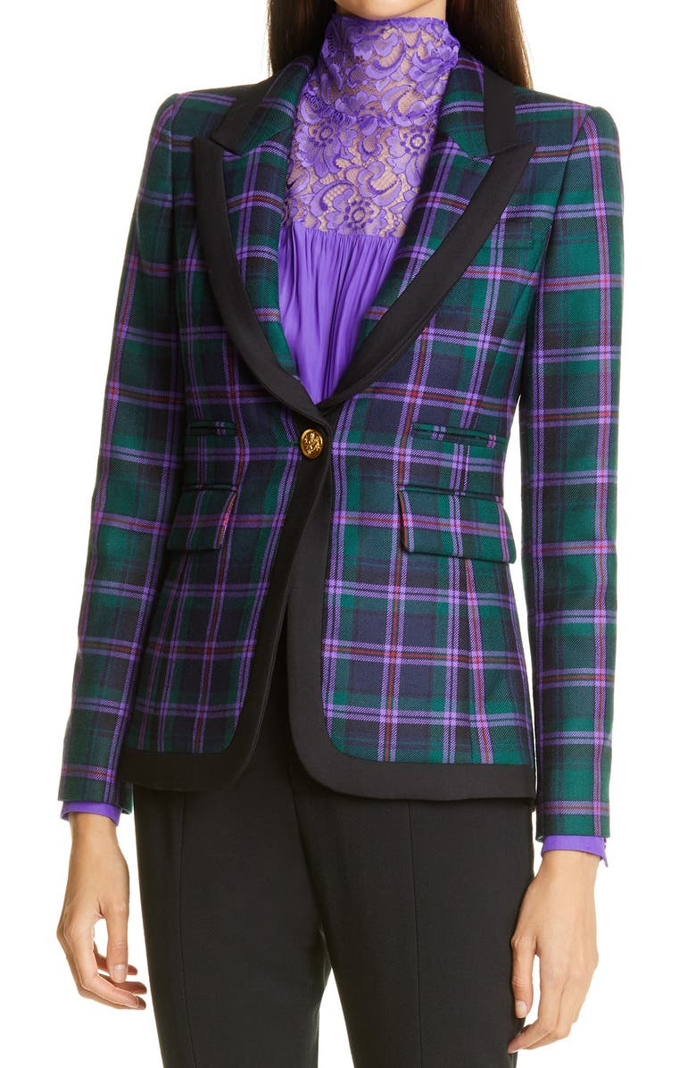 Smythe Tartan Peaked Lapel Wool Blazer, Main, color,