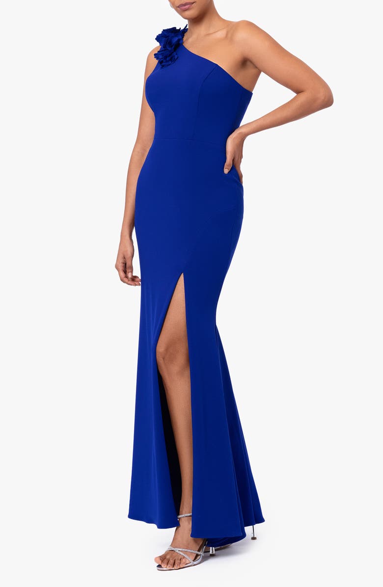 Xscape Evenings Flower One-Shoulder Gown, Alternate, color, 