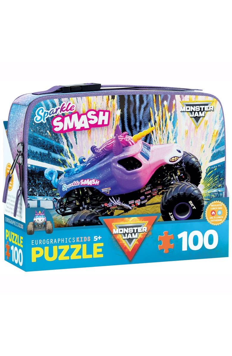 Eurographics Monster Jam Puzzle & Lunch Box Sparkle Smash, 100Piece Jigsaw, Main, color, Multicolored