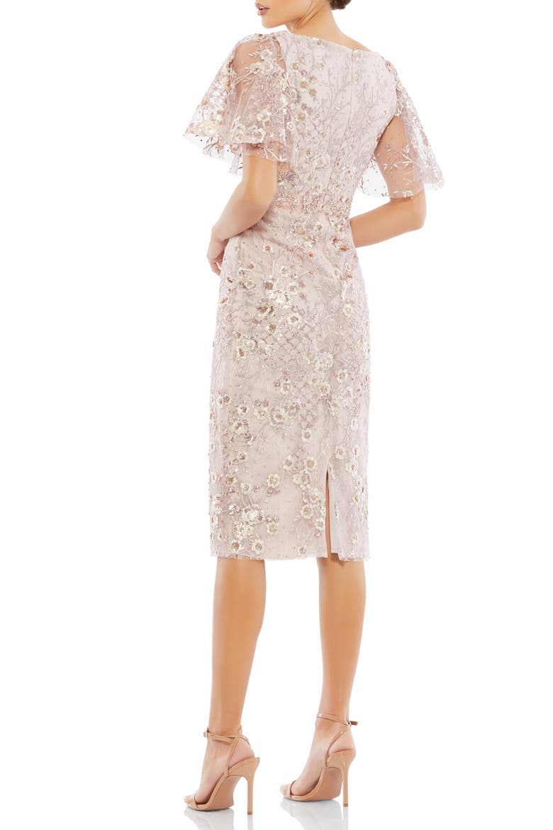 Embellished Illusion Butterfly Sleeve Cocktail Dress, Alternate, color, ROSE PINK