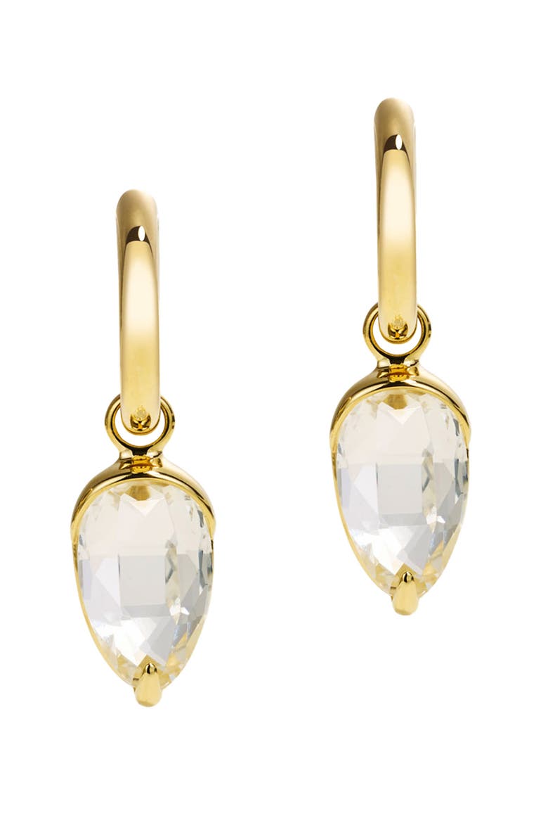 Acorn Drop Hoop Earrings, Main, color, WHITE TOPAZ