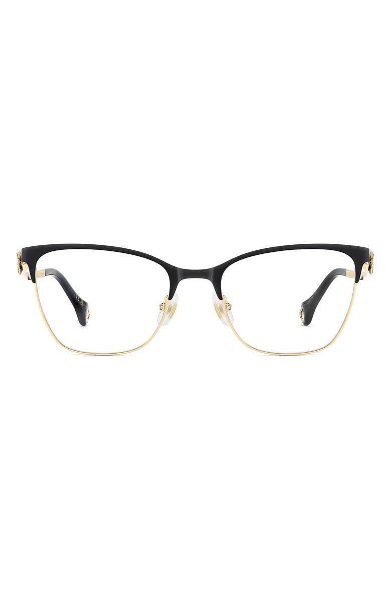 Carolina Herrera 54mm Cat Eye Reading Glasses, Main, color, Gold Black