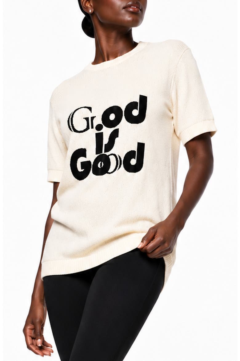 God Is Good Cashmere & Cotton Sweater, Alternate, color, CREAM