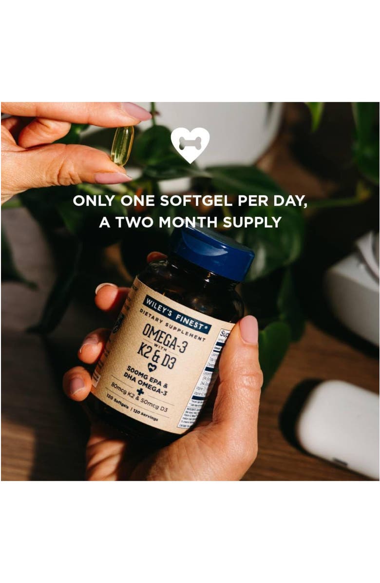 Wiley's Finest Vitamin K2 & D3 Omega-3 Softgels for Bone and Heart Health Support 120 sofgels, Alternate, color, NO COLOR
