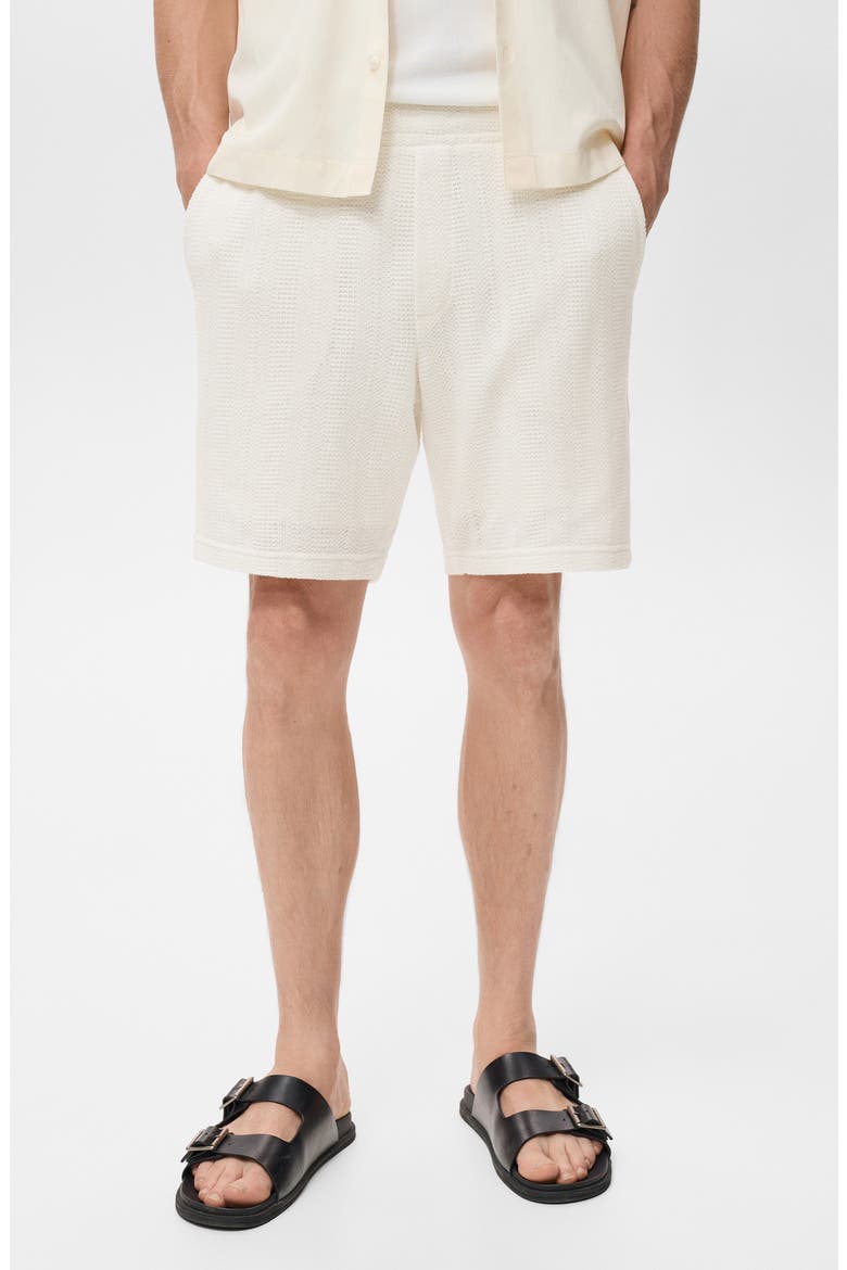 Structured Knit Shorts, Main, color, OFF WHITE