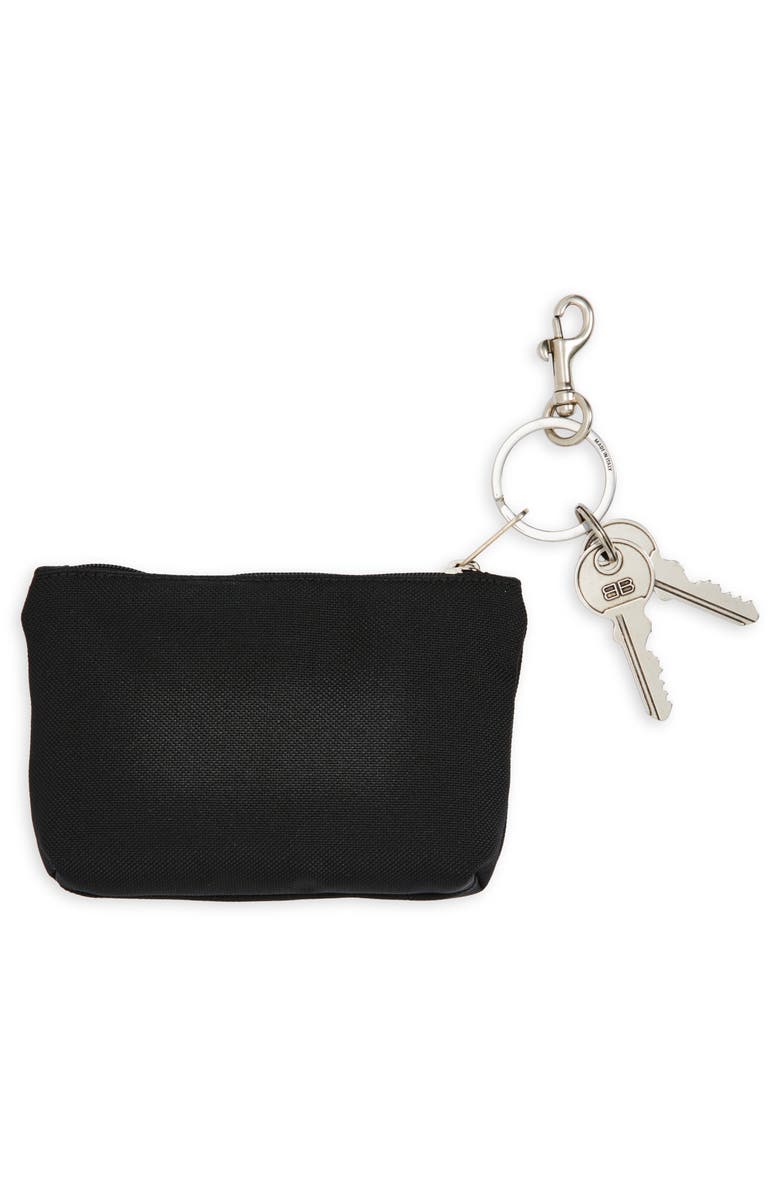 Balenciaga Keyring Zip Pouch, Alternate, color, Black