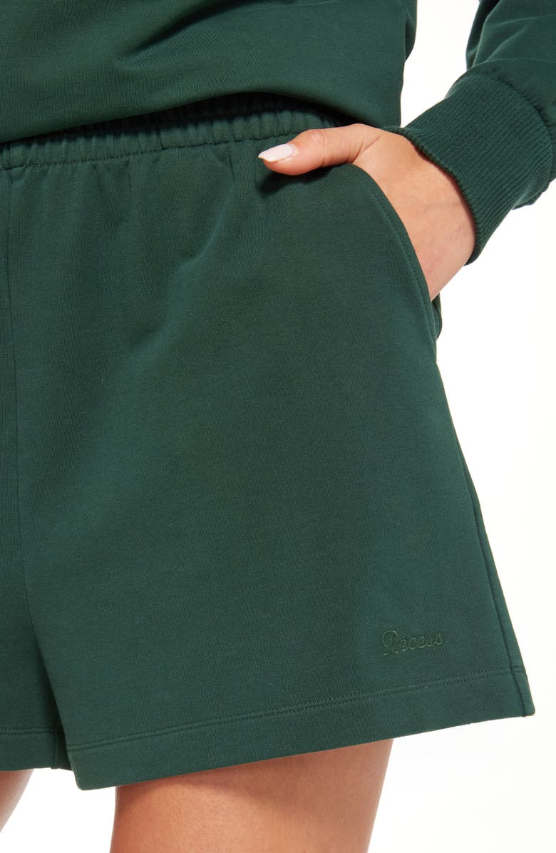 Recess Pickleball x Zella Courtside French Terry Shorts, Alternate, color, Green Park