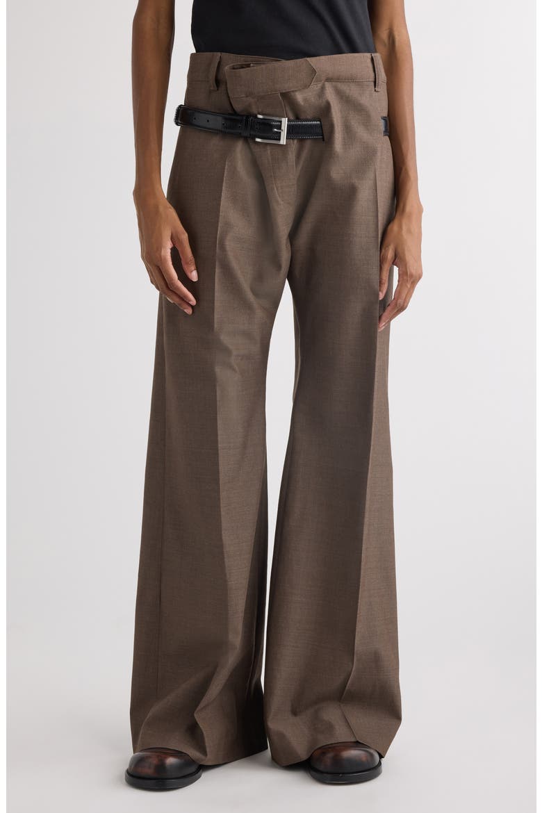 Partar Belted Wide Leg Pants, Main, color, BROWN MELANGE