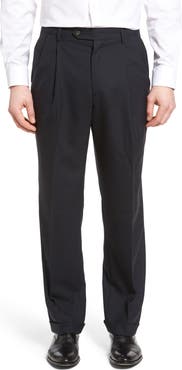 Berle Lightweight Plain Weave Pleated Classic Fit Trousers