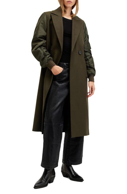 Paulah Mixed Media Wool Blend Coat