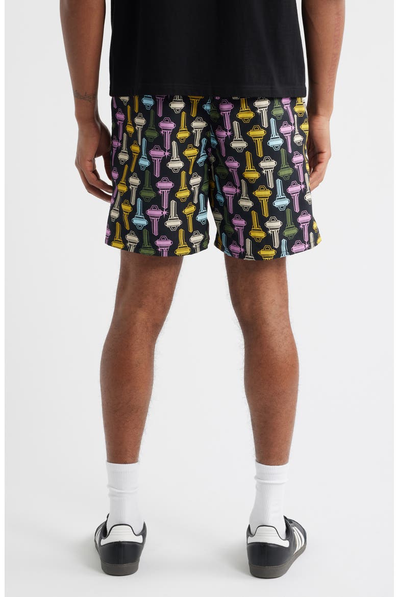 Keys Print Nylon Shorts, Alternate, color, BLACK