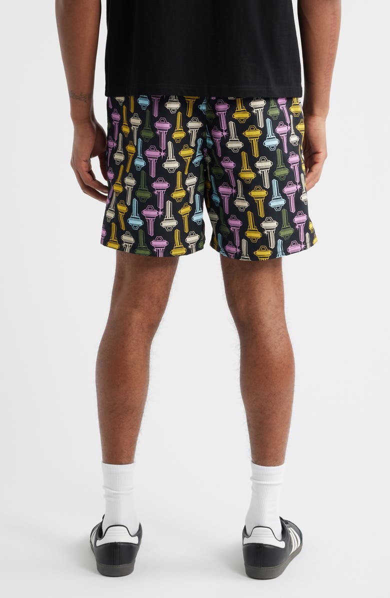 ICECREAM Keys Print Nylon Shorts, Alternate, color, Black