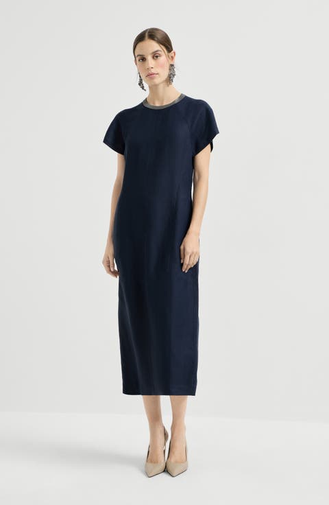 Twill dress with monili