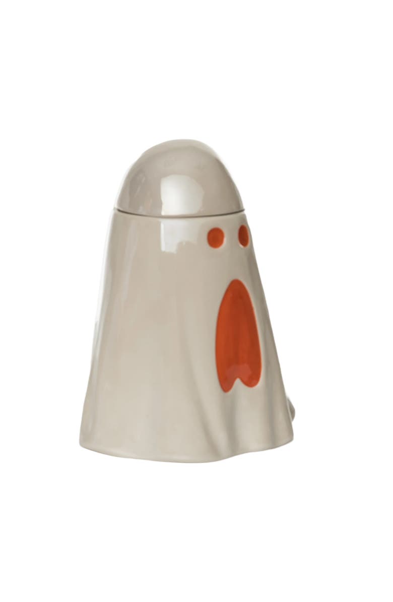 Transpac Iridescent Ghost Cookie Jar White Dolomite Halloween Decor, Alternate, color, Off-White