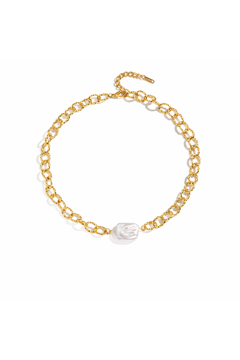 Amber Baroque Square Pearl Necklace, Main, color, Gold & White Pearl