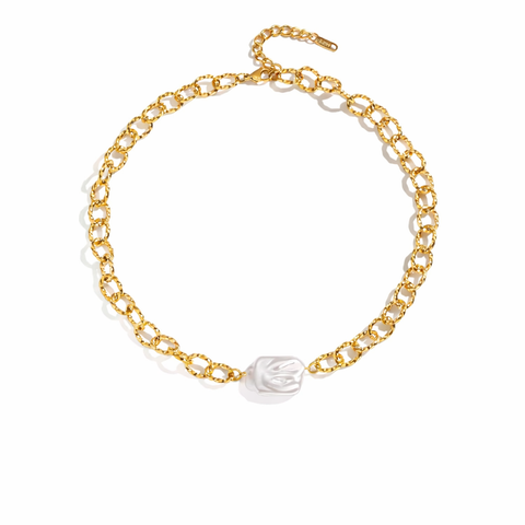Amber Baroque Square Pearl Necklace