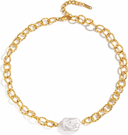 Alais Branche Amber Baroque Square Pearl Necklace