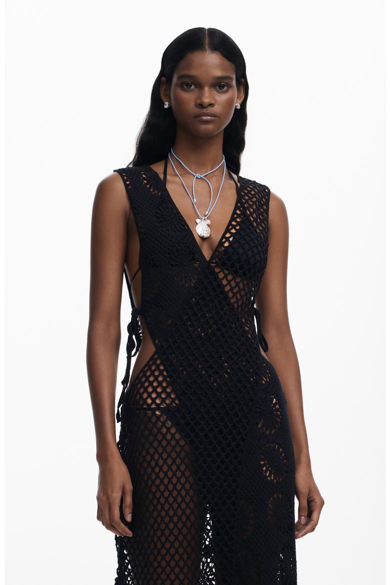 Open Kit Cover-Up Maxi Wrap Dress, Alternate, color, BLACK