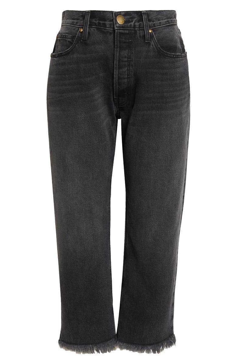 THE GREAT. The Wayne Fringe Hem Nonstretch Jeans, Alternate, color, Onyx Wash