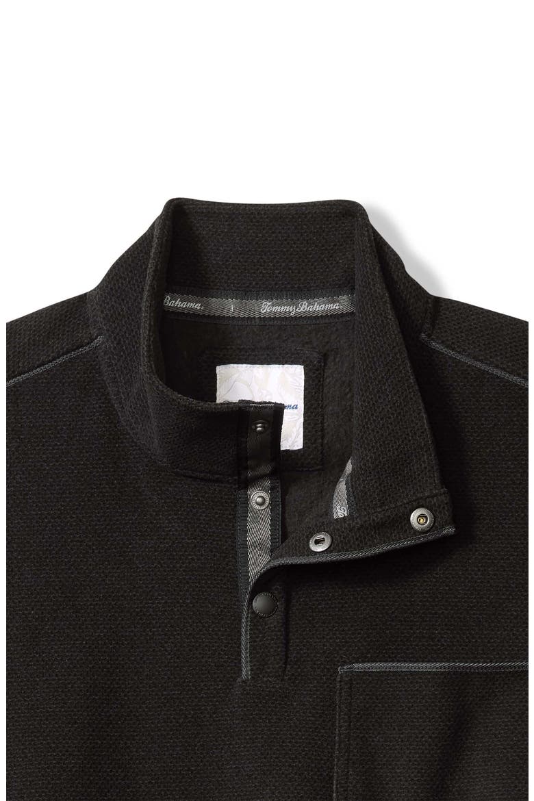 Sea Brook Textured Fleece Quarter Snap Pullover, Alternate, color, BLACK