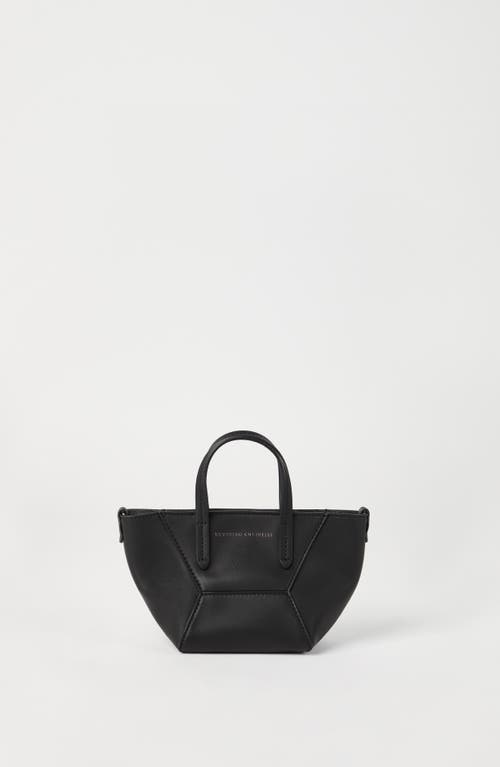 Shop Brunello Cucinelli Calfskin Mini Bc Duo Bag In Black
