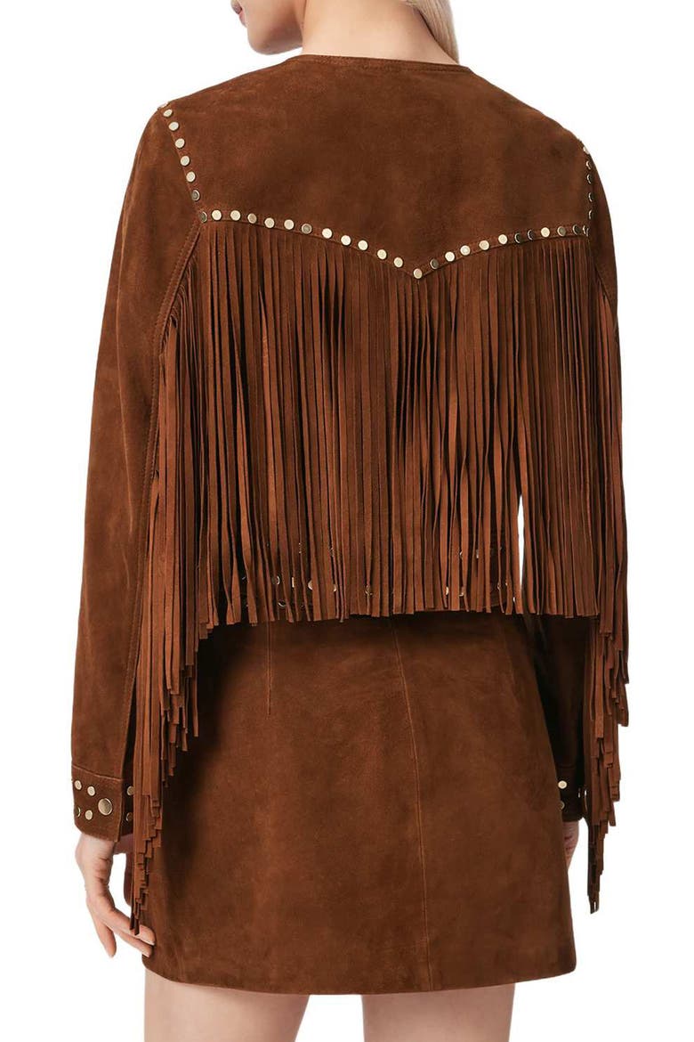Alice Fringe Suede Western Jacket, Alternate, color, COGNAC BROWN