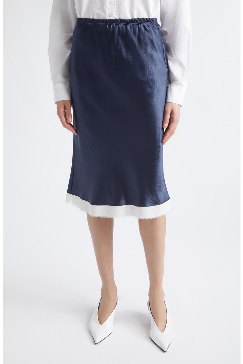 Bias Ribbon Midi Skirt, Main, color, NAVY
