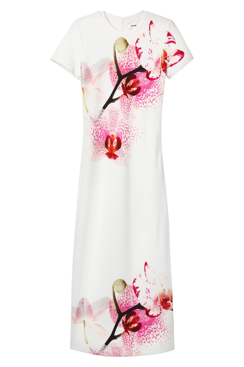 M. Christian Lacroix Orchid Midi Dress, Alternate, color, WHITE