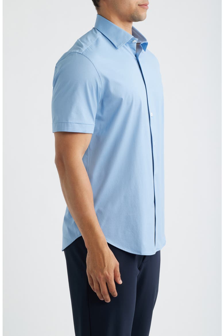 Miles OoohCotton® Solid Short Sleeve Button-Up Shirt, Alternate, color, AIR BLUE