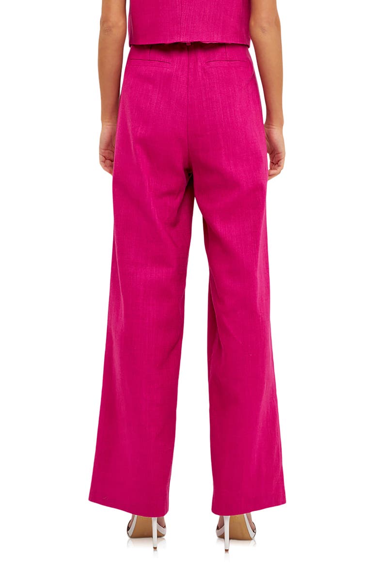 Wide Leg Linen Blend Trousers, Alternate, color, BERRY