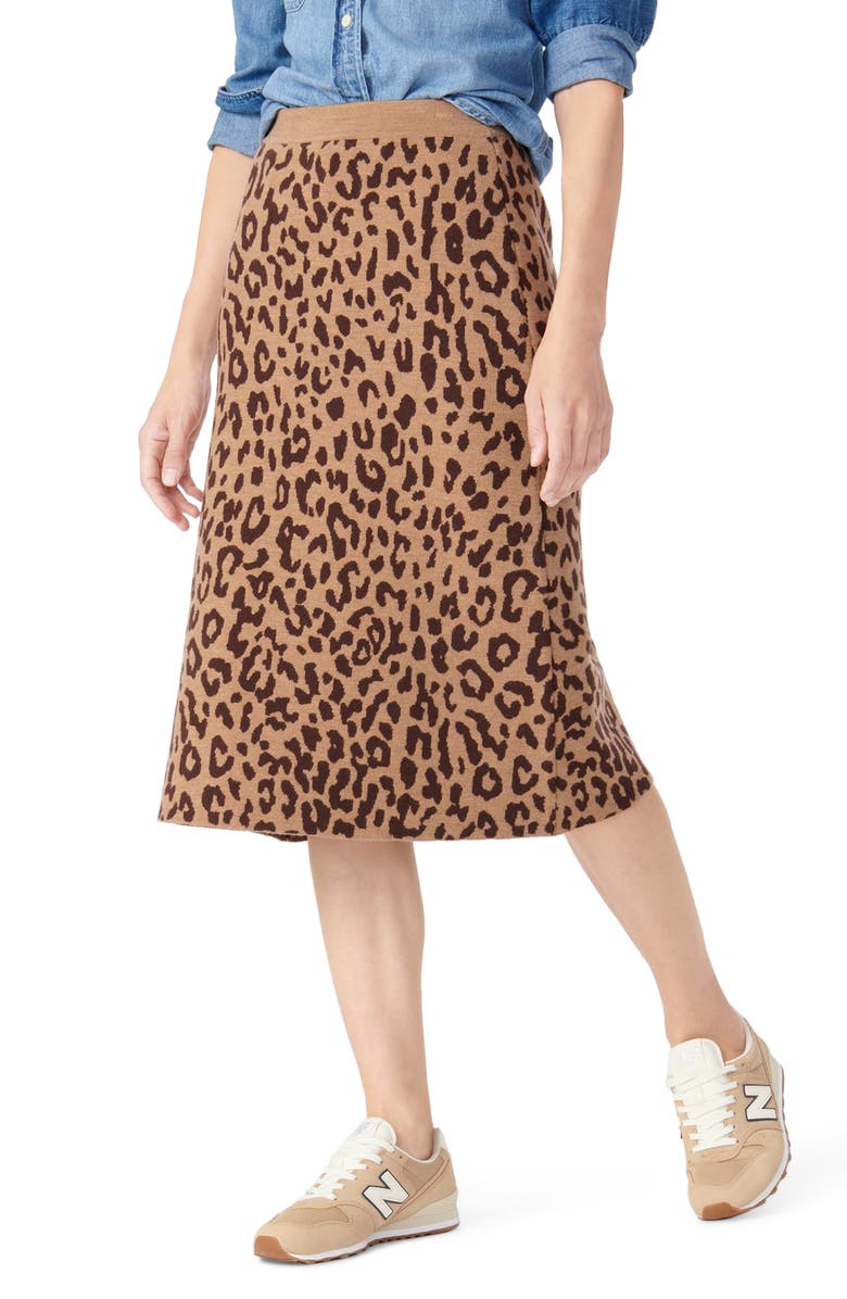 J.Crew Leopard Sweater Skirt, Main, color, 