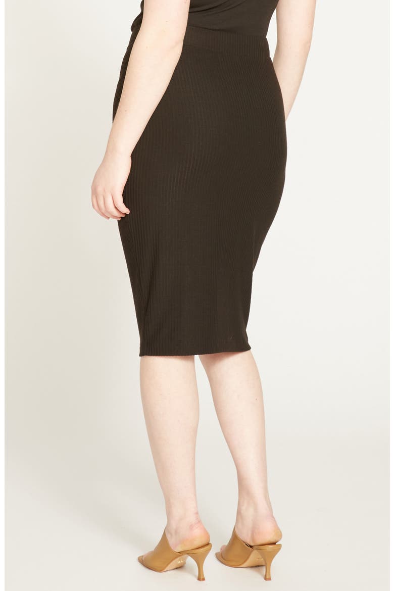 Rib Knit Pencil Skirt, Alternate, color, BLACK