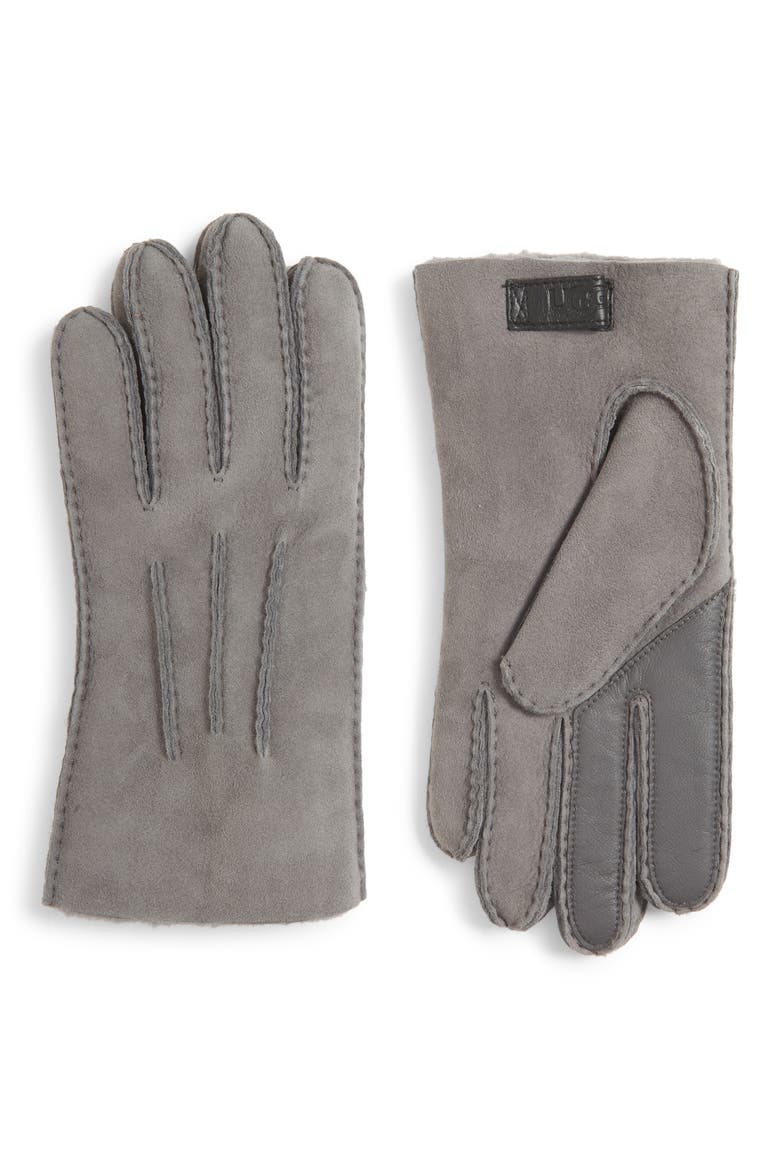 Genuine Shearling Tech Gloves, Main, color, METAL