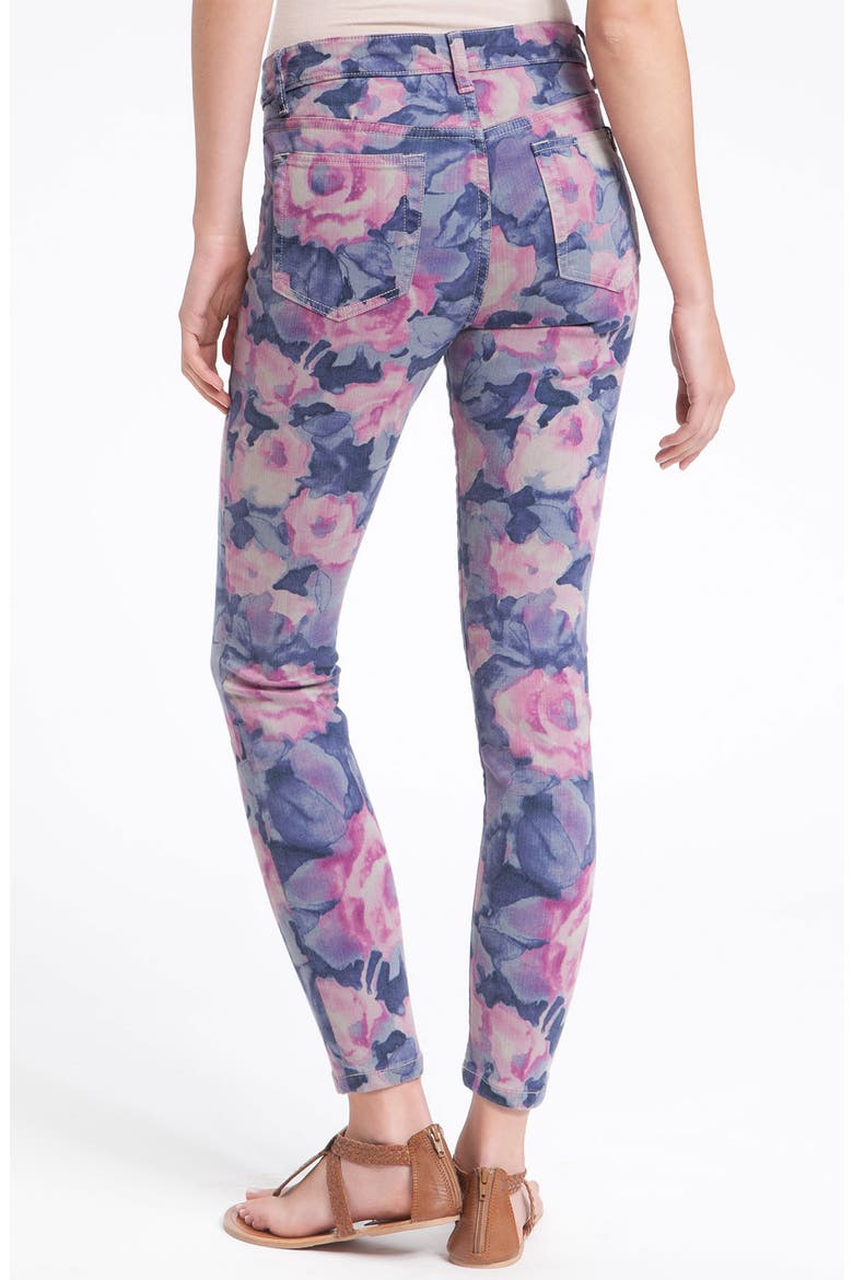 'The High Water' Print Crop Skinny Jeans, Main, color, TAINTED ROSE WATERCOLOR