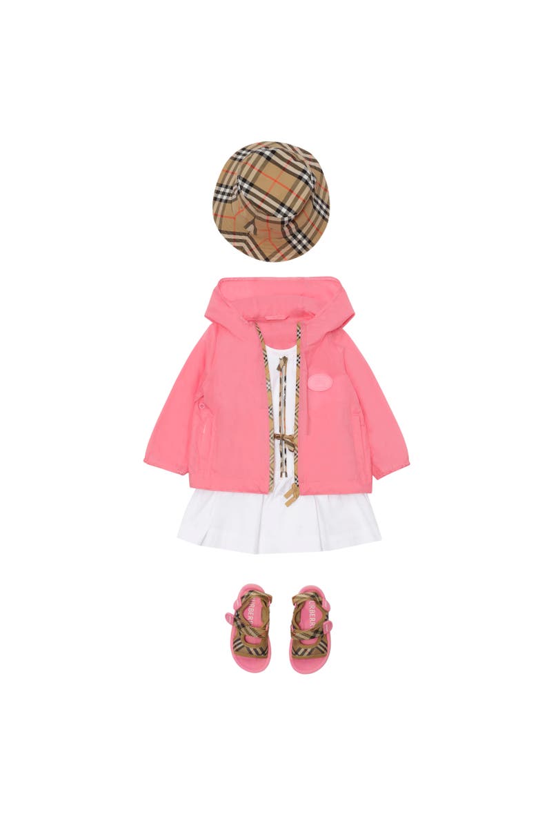 Burberry Checker-tape Nylon Hooded Jacket, Alternate, color, Flamingo Pink