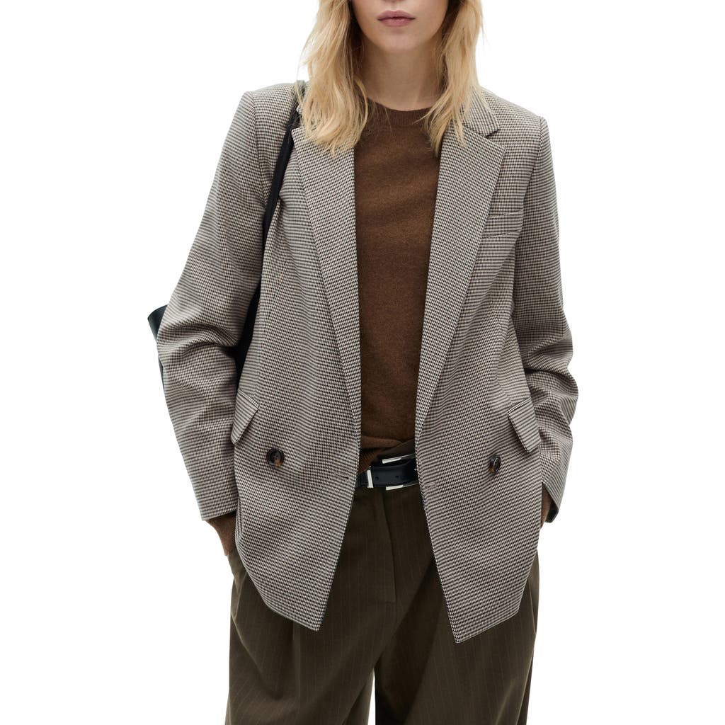 Mango Houndstooth Check Blazer In Gray