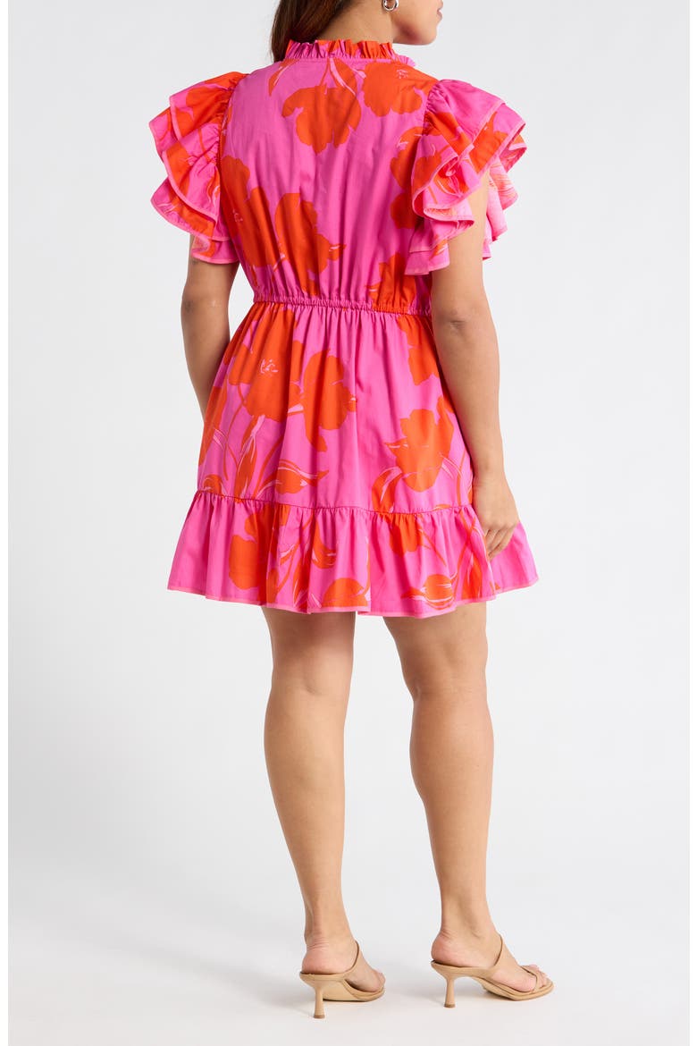Aurea Floral Alina Ruffle Minidress, Alternate, color, PINK/RED MULTI