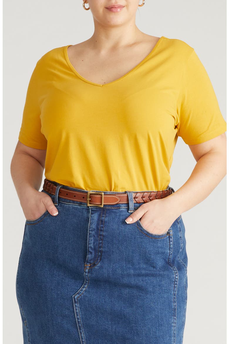Double V-Neck T-Shirt, Main, color, GOLDENROD YELLOW