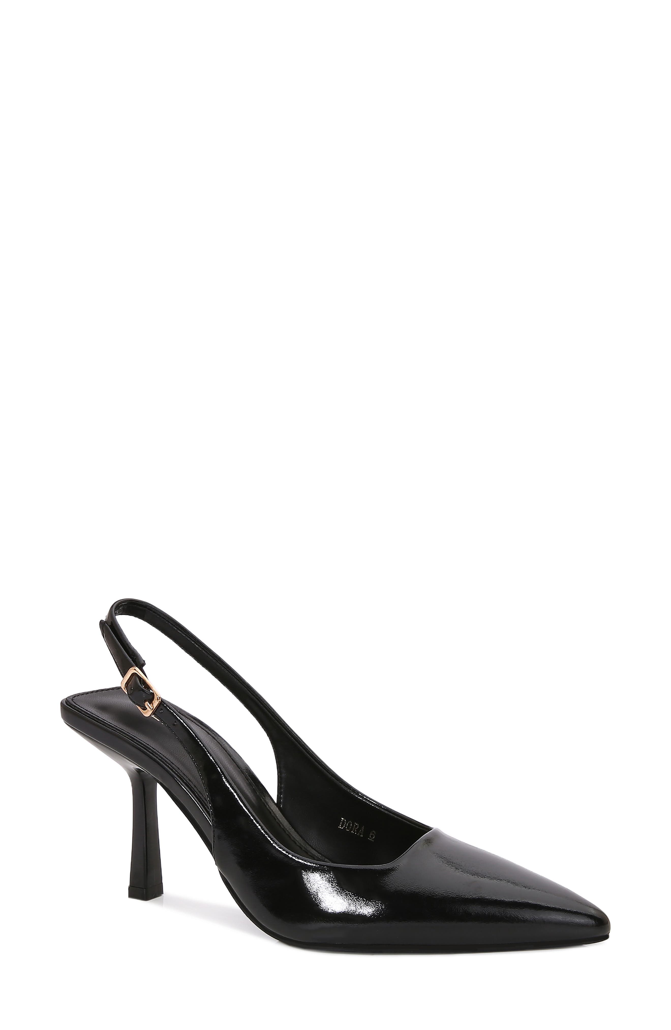 Dora Faux Leather Slingback Pump, Main, color, BLACK